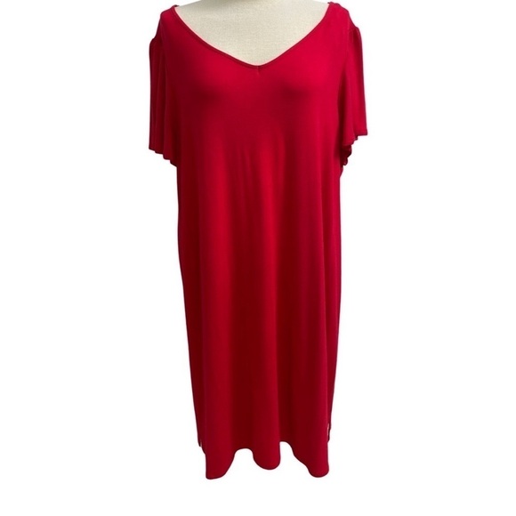 Green Envelope Los Angeles Red Short Sleeve Dress 1X NEW - Picture 1 of 4